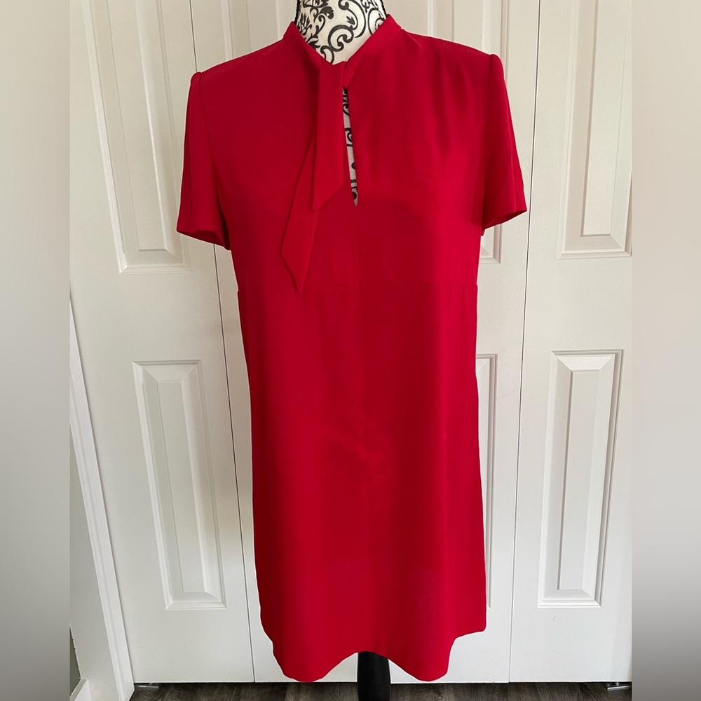 Zara red neck tie dress 🌹
